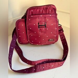 NWT Lug Can Can Crossbody Cranberry polka Dot RFID Belt Convertible Purse Bag